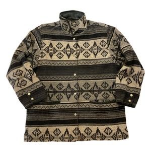 Vintage Woolrich Womens Sz Large L Aztec Wool Blanket Coat Jacket USA Made